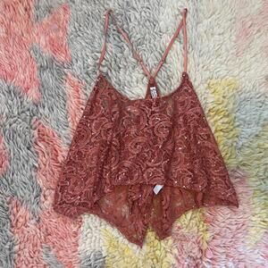 flowy boho sequin lace crop cami top